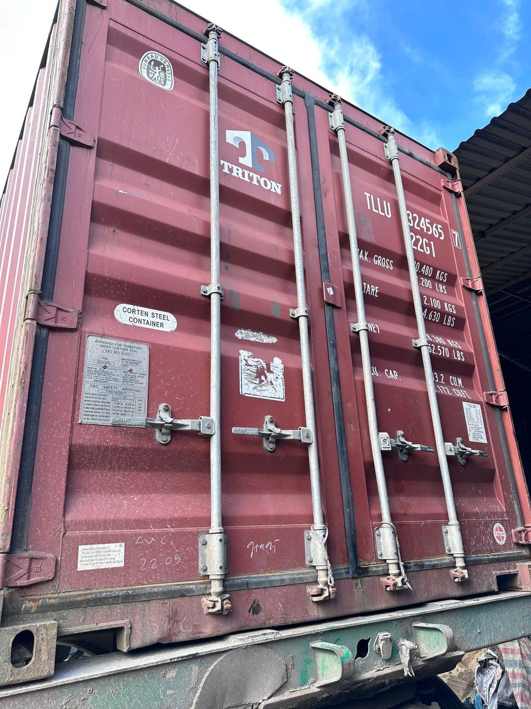 Shipping container being prepared for export