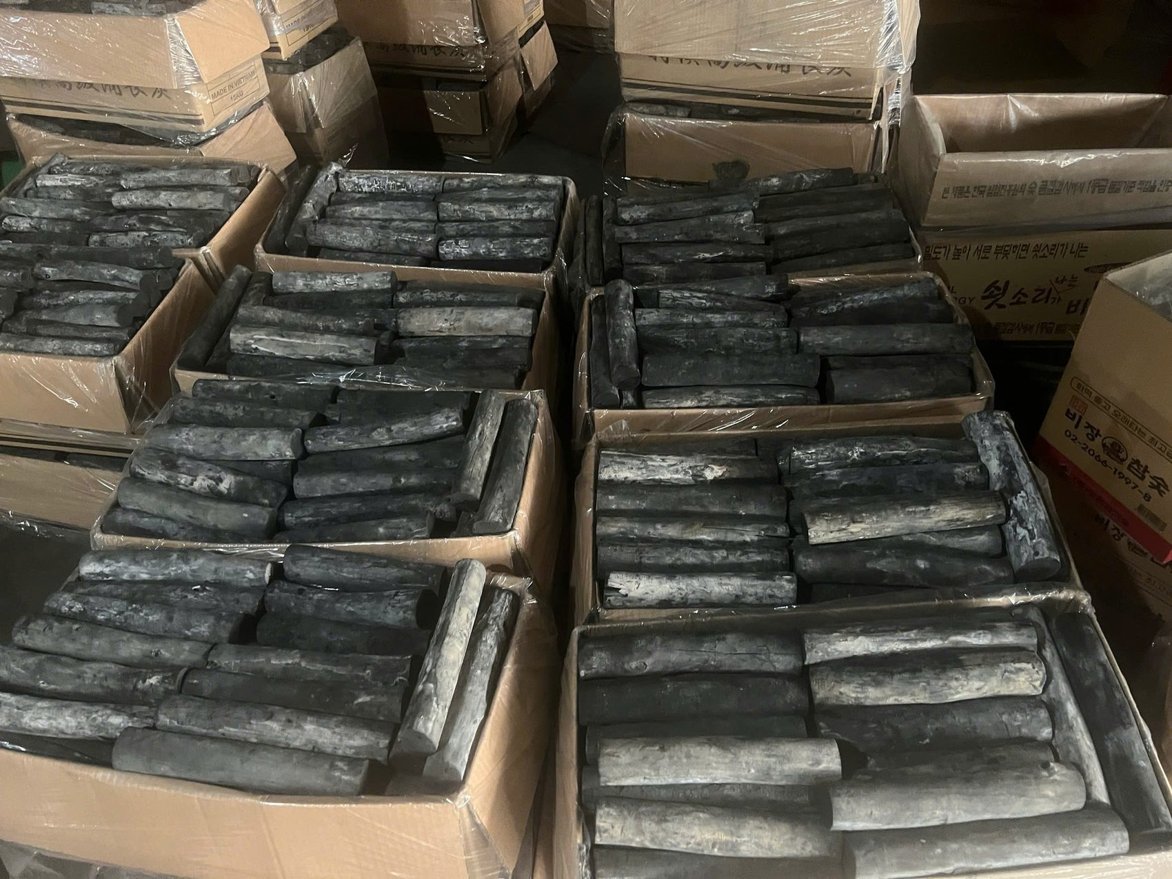 Stacked sealed cartons ready for shipment