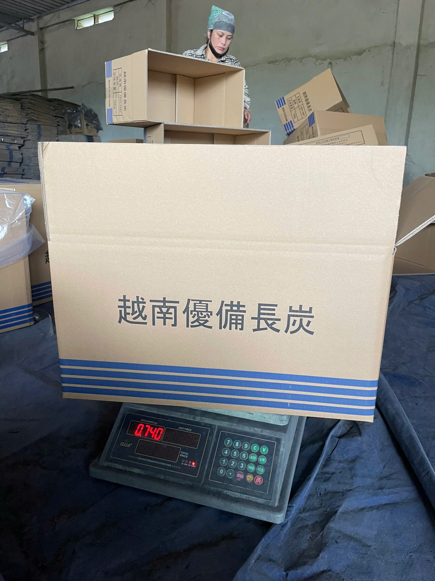 SOHI white charcoal cartons prepared for international transport